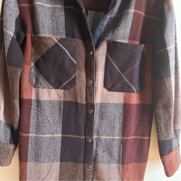 Free People Sz M Street Talk Plaid Button Front Relaxed Shacket Jacket - Picture 4 of 13